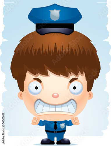 Angry Cartoon Boy Police Officer