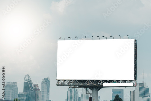 Blank billboard ready for new advertisement,Blank billboard at blue sky background