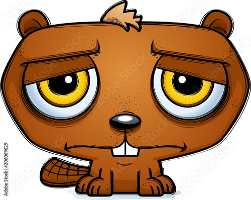 Fototapeta Naklejka Na Ścianę i Meble -  Depressed Little Cartoon Beaver