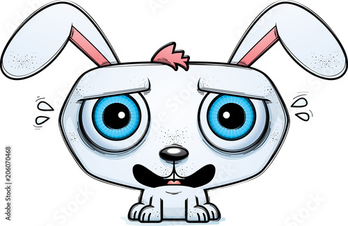 Terrified Little Cartoon Rabbit