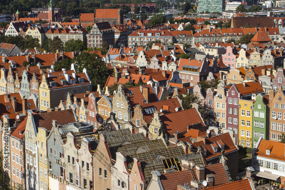 View from top of the Old Town of Gdansk. Poland