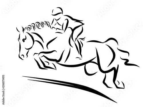 A sketch of a girl on a horse.