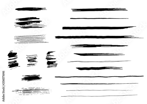 Fotografi Vector collection of different ink strokes.