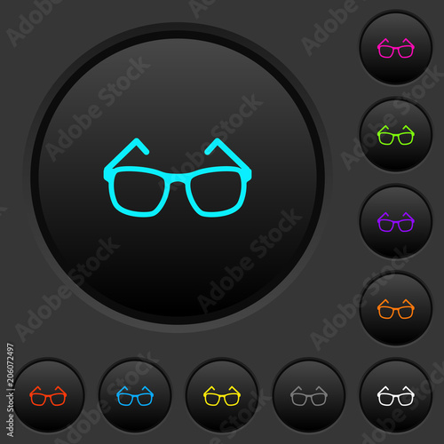 Eyeglasses dark push buttons with color icons