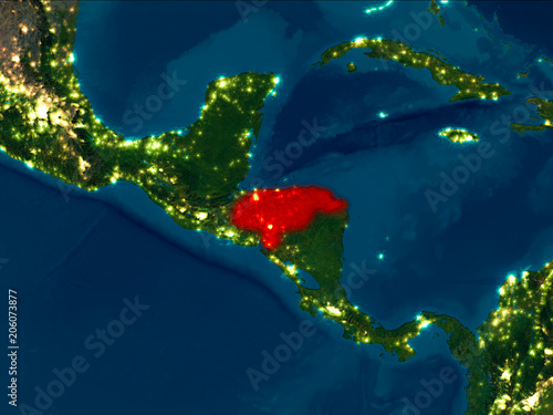 Honduras in red at night