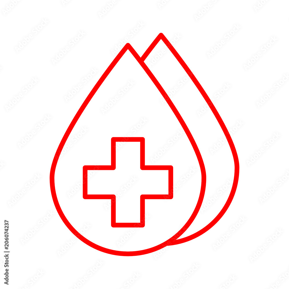 Obraz premium World Blood Donor Day, June 14. Red Blood drop with white cross sign.