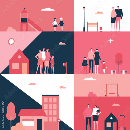 Family - flat design style conceptual illustration