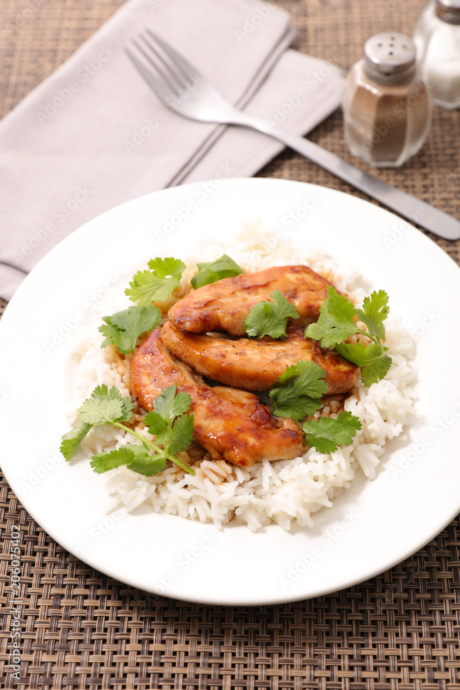 fried chicken with coriander and rice fried chicken with coriander and rice