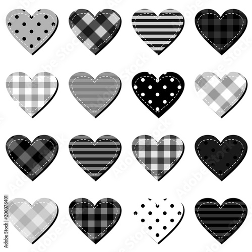scrapbook hearts on white background 