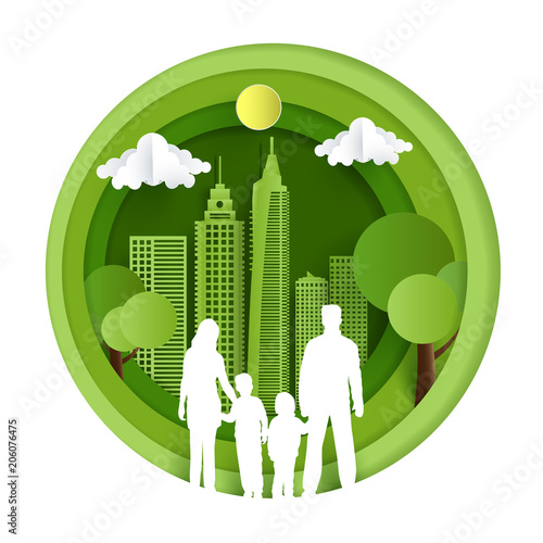 environmentally friendly city. design paper art and crafts