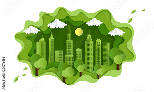 environmentally friendly city. design paper art and crafts