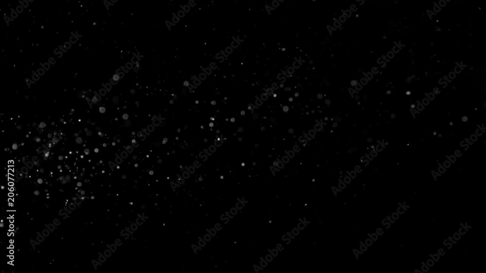 Natural Organic Dust Particles Floating On Black Background. Dynamic Dust Particles Randomly Float In Space With Fast And Slow Motion. Shimmering Glittering White Particles With Bokeh In The Air. Natural Organic Dust Particles Floating On Black Background. Dynamic Dust Particles Randomly Float In Space With Fast And Slow Motion. Shimmering Glittering White Particles With Bokeh In The Air.