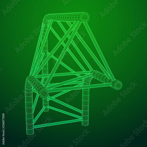 Truss girder element. Wireframe low poly mesh vector illustration.