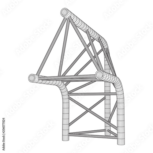 Truss girder element. Wireframe low poly mesh vector illustration.