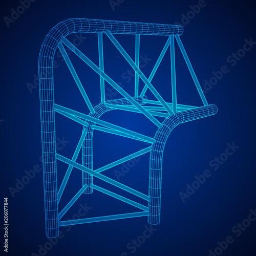 Truss girder element. Wireframe low poly mesh vector illustration.