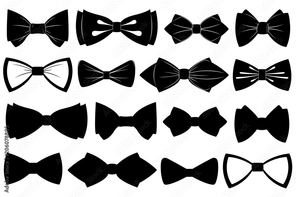 Fototapeta premium Set of different bow ties isolated on white