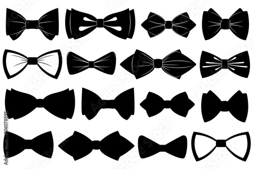 Set of different bow ties isolated on white photo