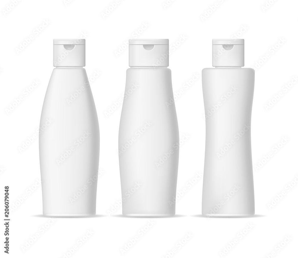 Realistic Detailed 3d Shampoo Bottles Set. Vector Realistic Detailed 3d Shampoo Bottles Set. Vector