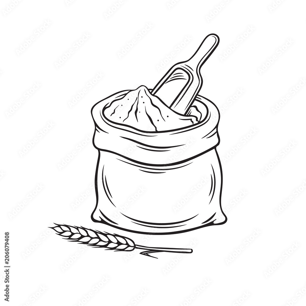 Hand drawn bag of flour Adobe Stock