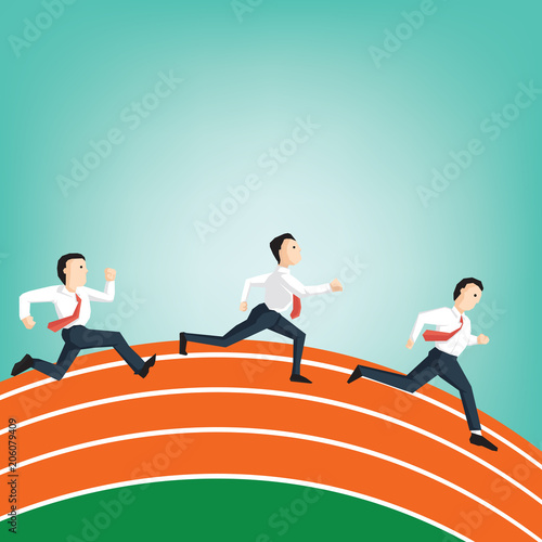 Business people race on track field Athletics