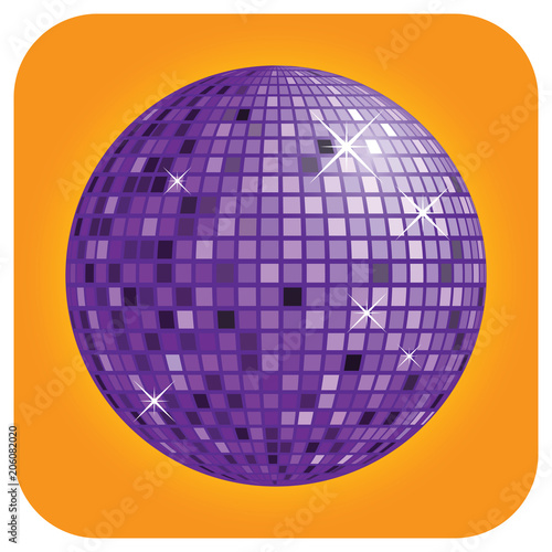 Purple disco ball with orange background vector