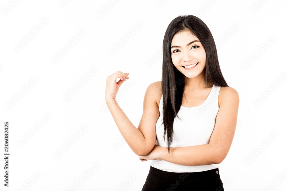 Beautiful Attractive Asian woman with long hair smile with beautiful teeth feeling so happiness and cheerful,Isolated on white background with copy space for display product,Beauty concept Beautiful Attractive Asian woman with long hair smile with beautiful teeth feeling so happiness and cheerful,Isolated on white background with copy space for display product,Beauty concept