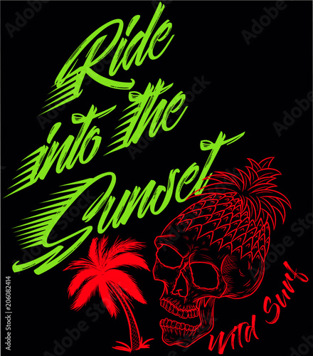 ilustracion vector craneo con forma de piña y lentes con textos