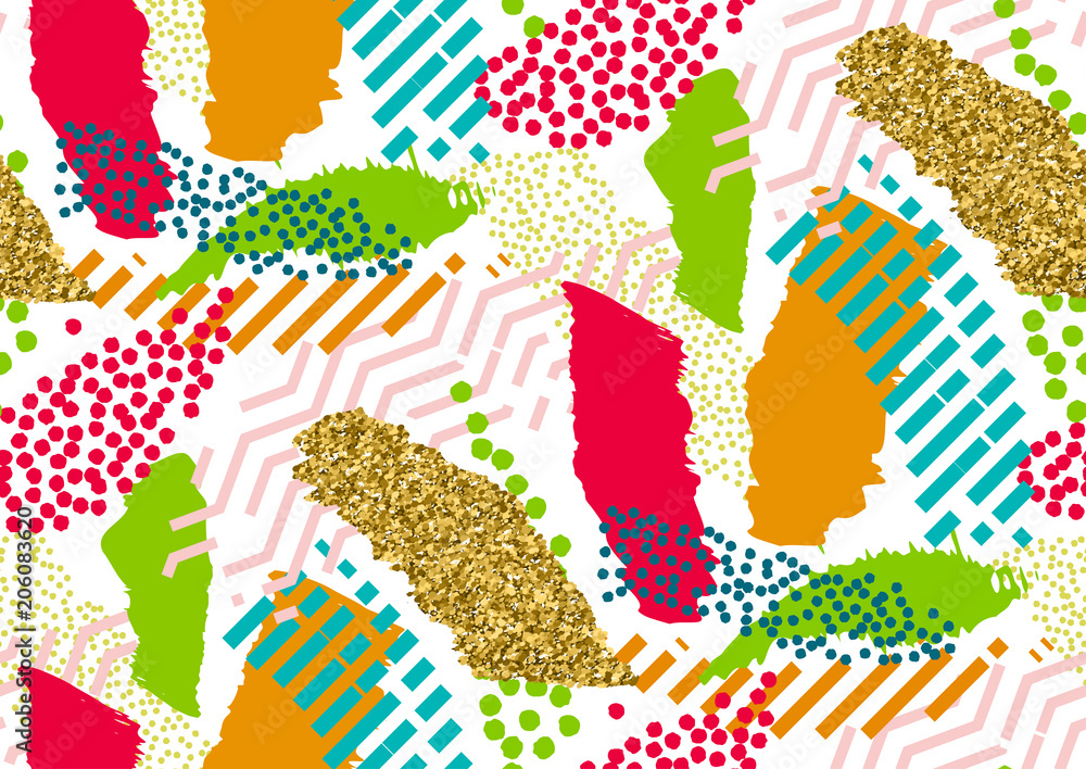 Vector seamless pattern with hand drawn textured brush strokes, stripes hand painted.