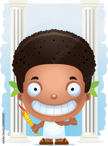 Cartoon Boy Olympian Smiling