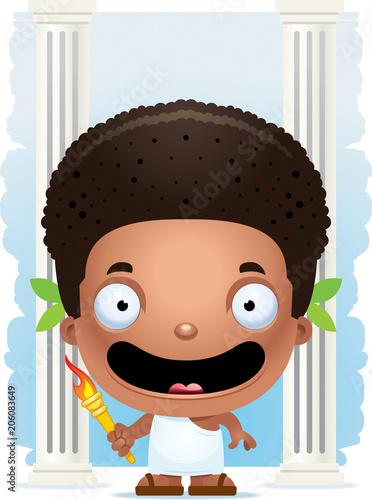 Cartoon Boy Olympian Smiling