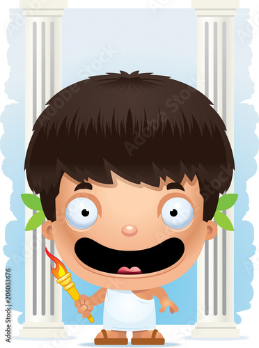 Cartoon Boy Olympian Smiling