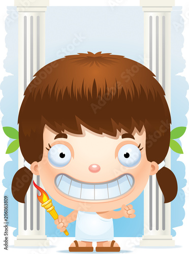 Cartoon Girl Olympian Smiling