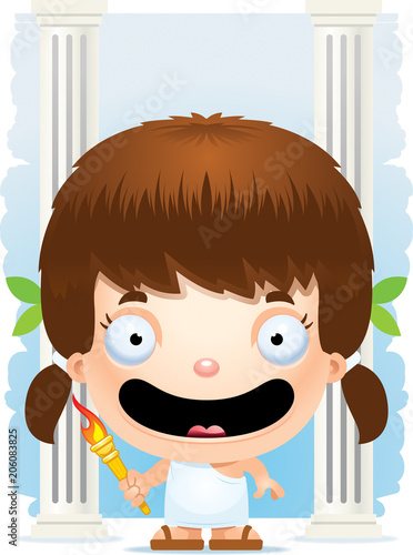 Cartoon Girl Olympian Smiling