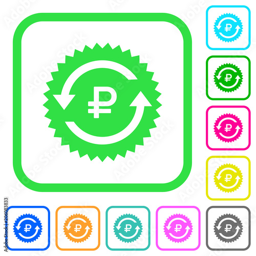 Ruble pay back guarantee sticker vivid colored flat icons
