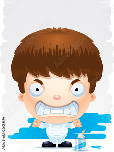 Angry Cartoon Boy Painter