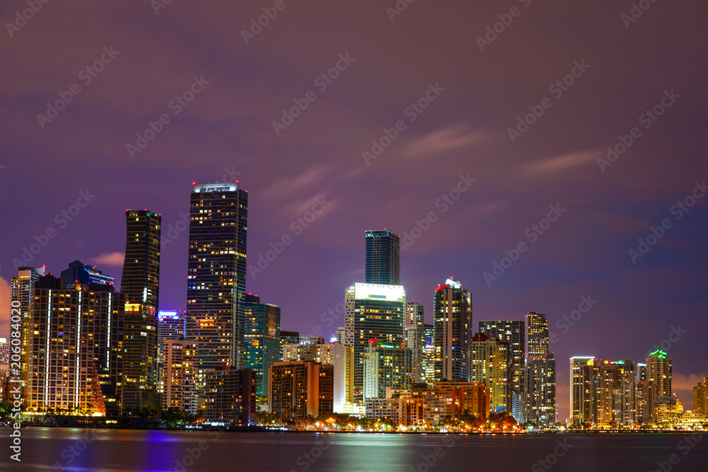 Fototapeta premium Brickell Miami Florida architecture at night