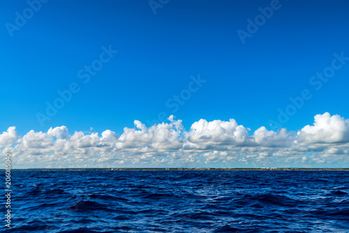 Beautiful seascape of Carribean Sea water on sunny day