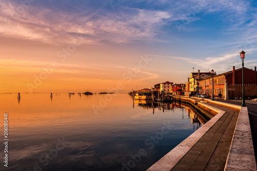 Romantic sunset on the Venice lagoon. Island of Pellestrina. © Franco Nadalin