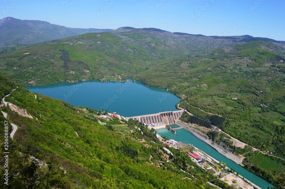 Landscape of lakes and dams
