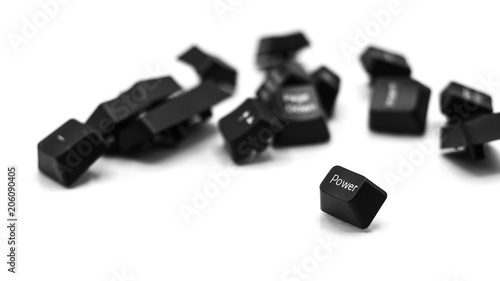 power button of keyboard isolated on white background