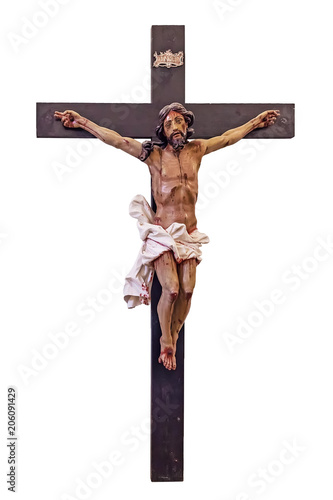 Fototapeta 18th century Baroque Crucifix in natural size cut out, cut-out or cutout