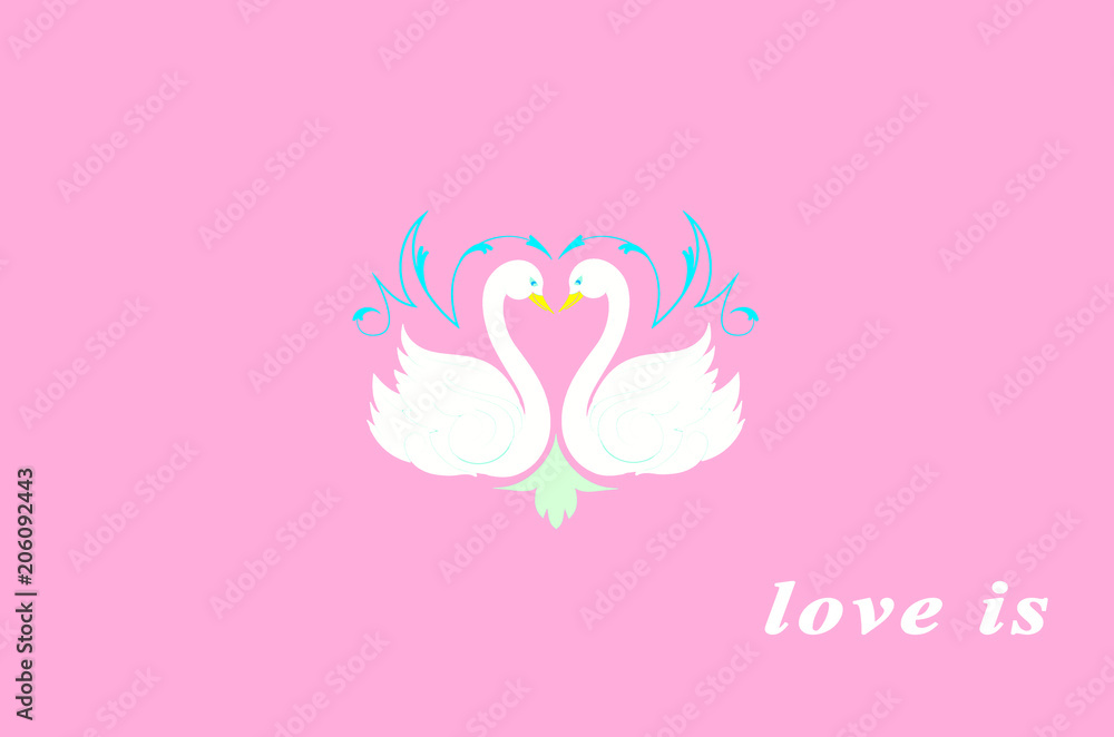 background with swans, love is