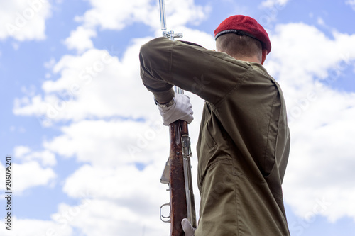 Принти на полотні Soldier with weapons parade, military service, military liable