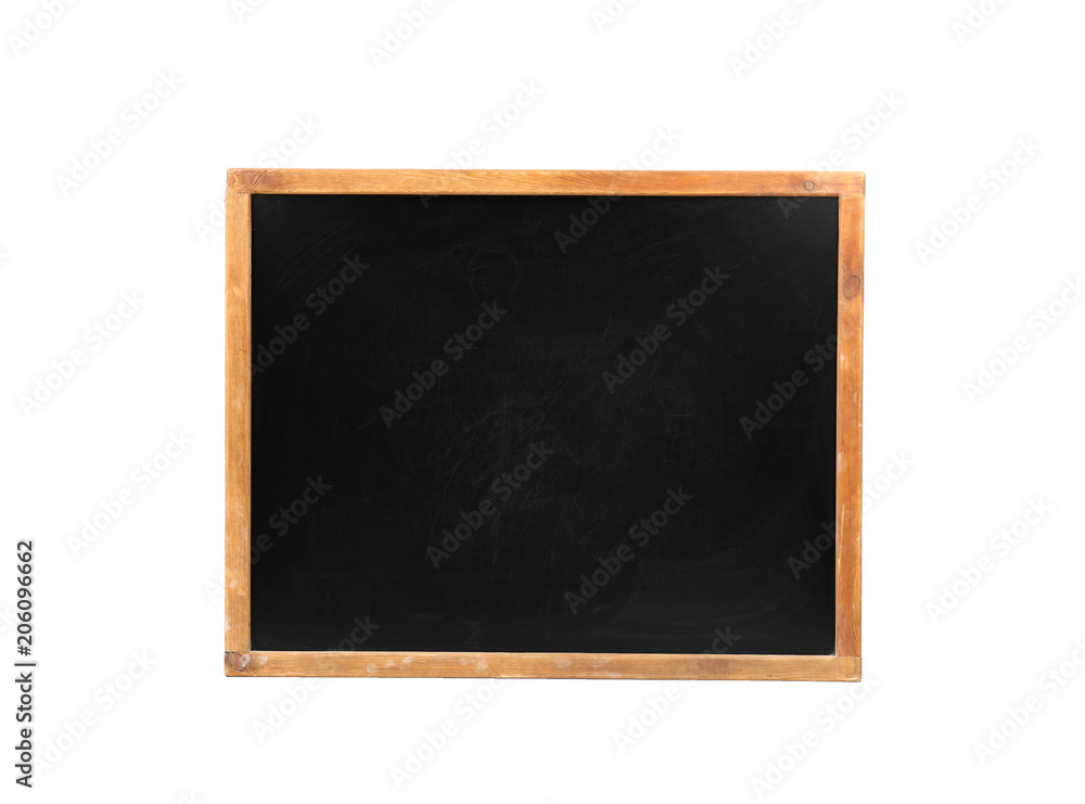 Clean chalkboard on white background. School equipment Clean chalkboard on white background. School equipment