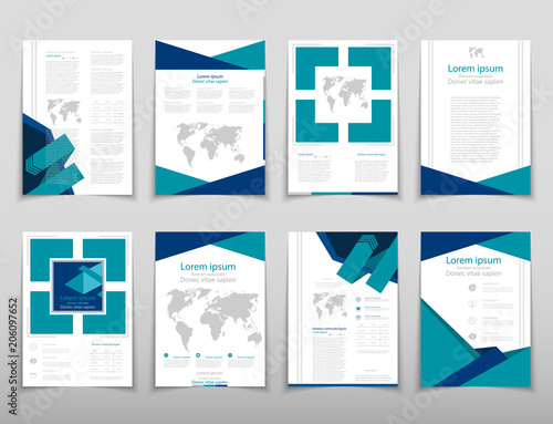 Leaflet cover presentation abstract geometric background, layout in A4 set technology brochure flyer design template vector shadow