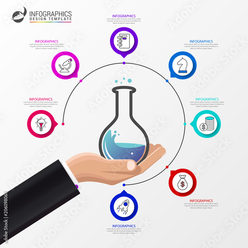 Infographic design template. Science concept with 7 steps