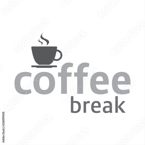 Cup of coffee, coffee break logotype, cup of espresso, vector illustration isolated on white background