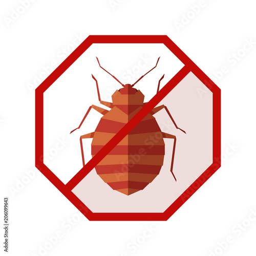 Flat geometric sign with bedbug