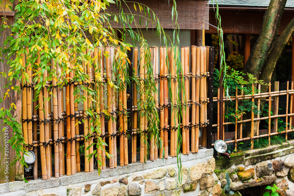 Naklejka premium View of the bamboo fence in Kyoto, Japan.