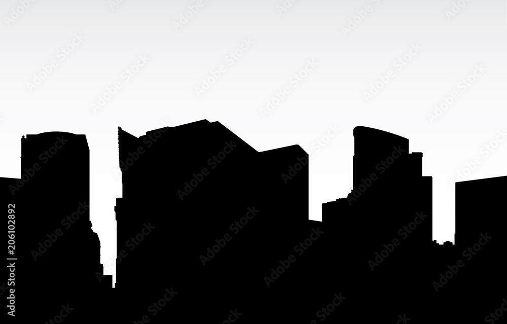 Skyline silhouette of a portion of the downtown skyline of the city of Pittsburgh, Pennsylvania, USA.